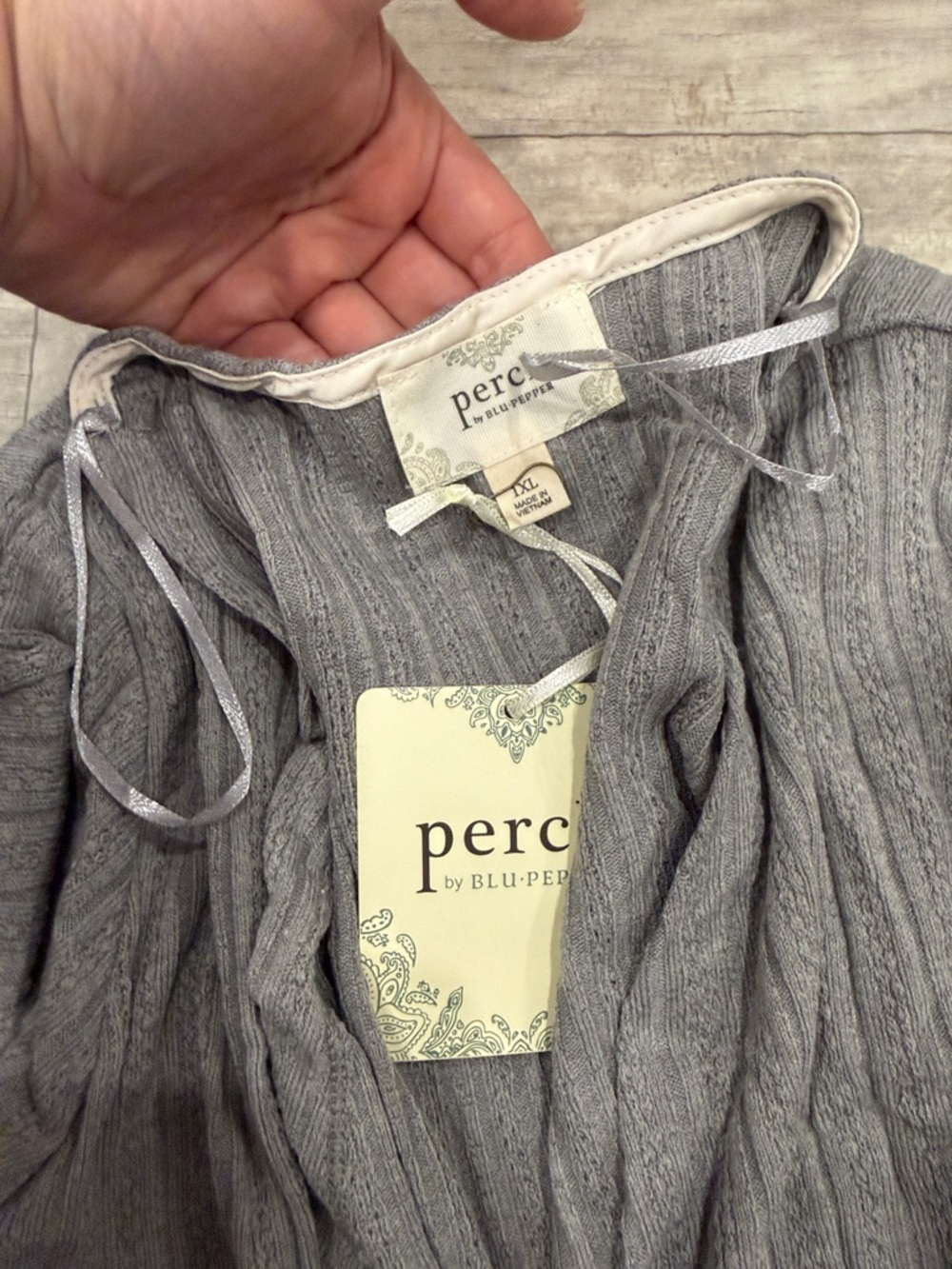 Perch Light Gray Ribbed Open-Front Cardigan - Picture 2 of 3